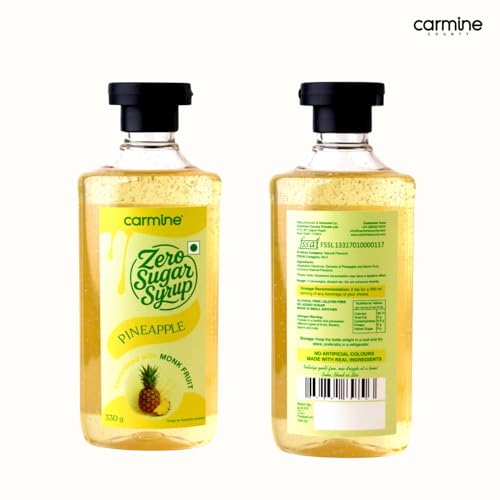 Image of Carmine Zero Suger Classic Pineapple Syrup - 330g | New & Improved Recipe | Sweetened with Pure Monk Fruit | Natural, Plant-Based Sweetener | No Added Sugar or Artificial Ingredients