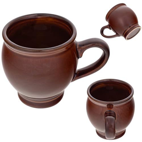 KADAX Tazza in gres porcellanato, 250 ml, per vin brulé, tazza in gres con manico, in ceramica, tazza da tè, tazza da caffè, tazza in ceramica (marrone)