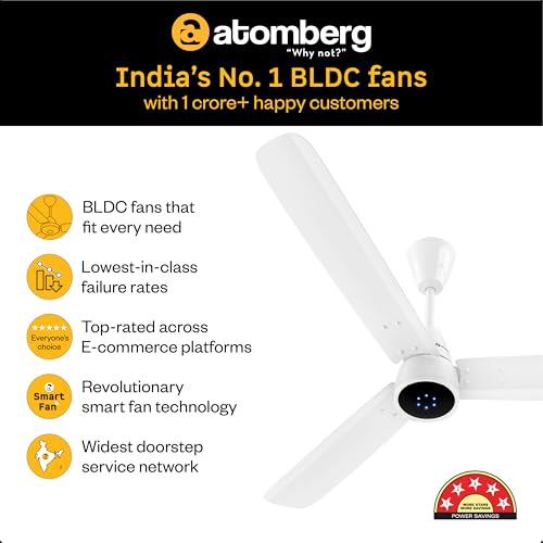 Image of atomberg Renesa Epoque 1200mm BLDC Ceiling Fan with Remote | Advance Air+ Technology | BEE 5 star Rated | Low Noise | Sleek Design | 2 Year Warranty | Gloss White