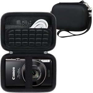 RAIALL Carrying Case for Canon IXUS 185/285/Sony Cybershot DSC-W830/ for VAHOIALD/for Taichaeu/for Fleafer Digital Camera, Vlogging Camera Hard Travel Bag, Mesh Pocket for Battery and USB Cable, Black