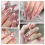EBANKU 6PCS Cat Eye Nail Magnet Stick Set, Magnetyczny Lakier do Paznokci, Kwiat Serca French żelowy Lakier do Paznokci Cat Eye Magnetic Nail Art Tools for Nail Salon