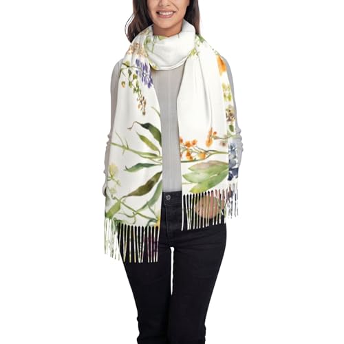 XDCYWBZDBC Langer Schal für den Frühling, Kräutergarten, Winter, Wolle, weich, warm, Quastenschal, Damen, Farbmuster, Schal, Kaschmir, Quaste, langer Schal, kann im Winter für den täglichen Gebrauch