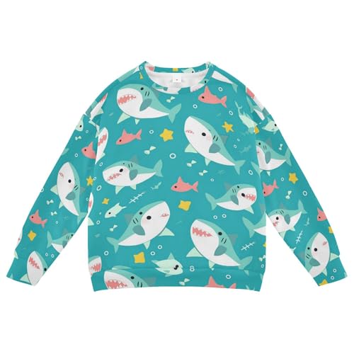 JUNZAN Cute Cartoon Sharks Stars Little Girls Sweatshirt Hoodie Crewneck Hoodie for Boys Sports 4T