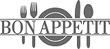 Bon Appetit Funny Wall Sticker Decal Vinyl Sticker, Family Living Room Bedroom Kitchen Restaurant Hotel Cafe Bar Photo Wall Art Wall Decoration 23 x 10 in