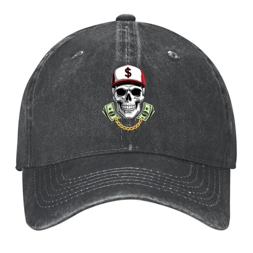 FloraFlap Skull Money Baseball Cap Unisex Adjustable Gift Hats for