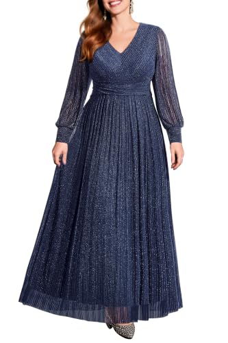 Image of Pinup Fashion Plus Size Formal Evening Glitter Prom Wedding Guest Dress | Silver thread straight knit, v-neck, empire waist, back zipper, a-line, maxi long, perfect for evening party, wedding guest