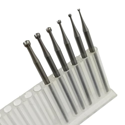 𝐋𝐮𝐨 𝐤𝐞 6 Pcs Open Mouth Cup Burr - 3/32'' Shank Jewelry Setting Cup Burs Wire Rounder Bits Lapidary Making Bits for Rotary Tools includes Dremel (008-023)