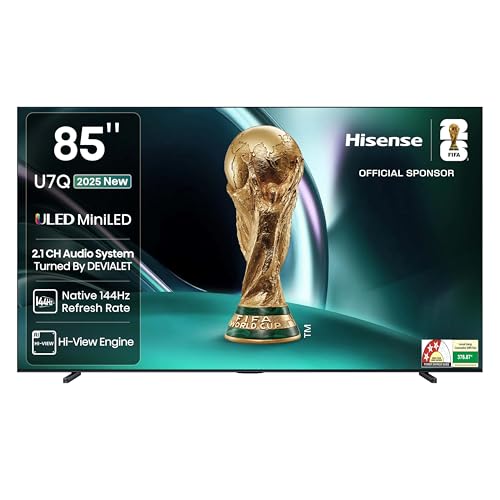 Hisense 215 cm (85 inches) U7Q Series 4K Ultra HD Smart QLED Mini LED TV 85U7Q (Black)