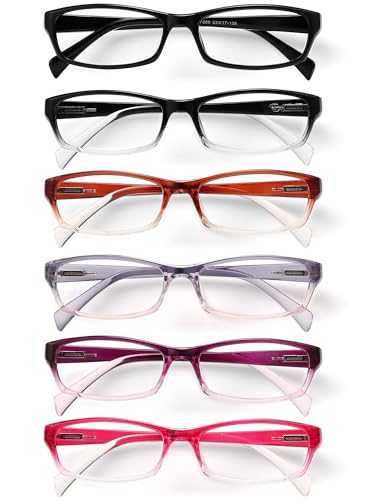 Image of Gaoye Reading Glasses for Women, 6 pack Fashion Readers for Women Men Spring Hinge Eye Glasses, Blue Light Reading Glasses
