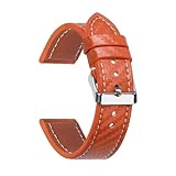 PIGLOLKINY Cinturino for orologi 22mm 24mm for bracciale in pelle For Seiko in fibra di carbonio Braccialetti da 18mm 20mm(Orange,20MM_STEEL BUCKLE)