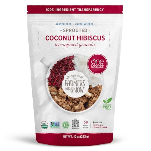 One Degree Organics Sprouted Coconut Hibiscus Tea-Infused Granola, 10oz