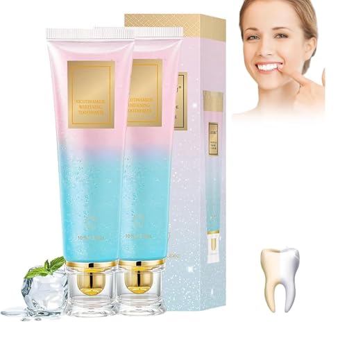 2-Pack Niacinamide Whitening Toothpaste| Fresh Breath Toothpaste | Stain Removal Formula with Activated Charcoal |for Coffee/Smokers,Deep Gentle Cleaning Tooth Paste, Boosting Gum Health