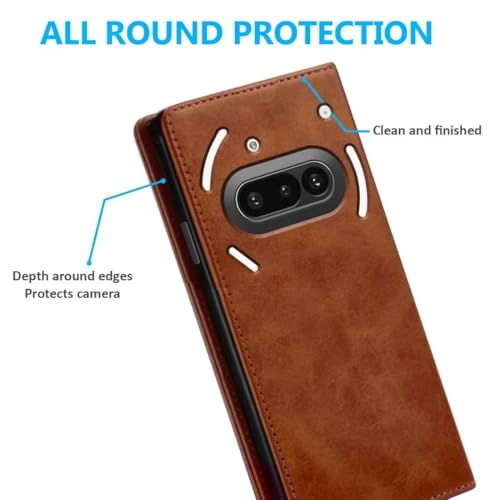 Image of WHITBULL PU Leather Magnetic Premium Flip Cover with 2 Card Slot for Nothing Phone 3A 5G - Brown