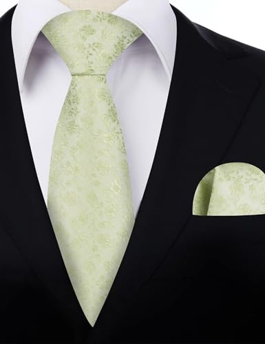 Image of Alizeal Mens 3.15inches Exquisite Floral Tie with Small Flower Printed Pocket Square