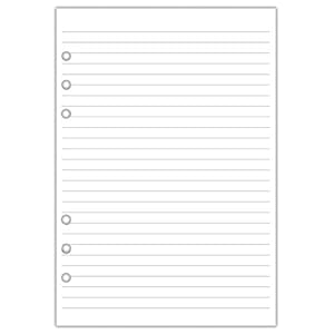 A5 Navulpapier voor Filofax Organizer, 100 Vellen, Gelinieerd/Geregeld Papier voor 6 Ringbanden, 14,5x21cm