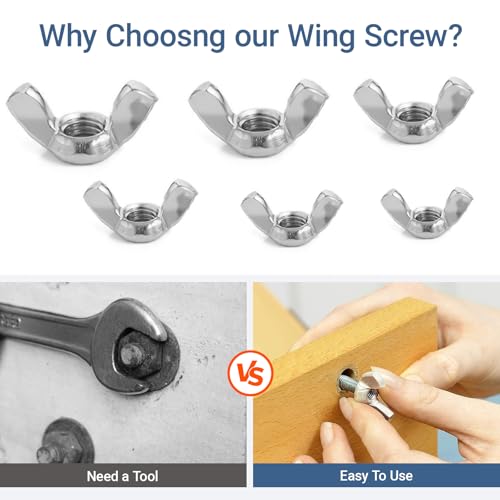 100 Stück Flügelmuttern Sortiment Set Metrische Flügelmutter 6 Gewindegrößen M3 M4 M5 M6 M8 M10 Befestigungsschraubenteile für Displays Haushaltsgeräte Kommunikation Maschinenbefestigung