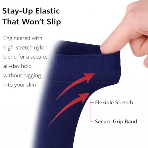 Image of Diamond Star Women's Trouser Socks, Opaque Knee High Nylon Socks, Stretchy Comfort Fit for Work and Casual, 6 Pairs