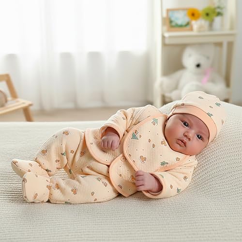 Image of Presents New Born Baby Winter Wear Printed Baby Clothes 5Pcs Sets 100% Cotton Boys Girls Unisex Baby Cotton /Winter or Flannel Suit Infant Clothes