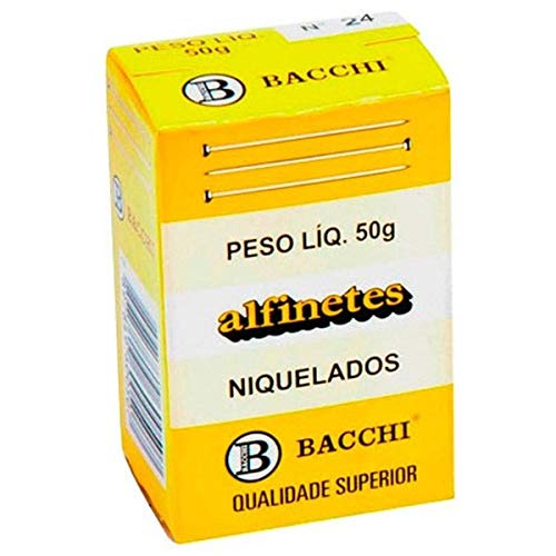 Bacchi 00200 - Alfinete Costura N.24 Aco Niquelado 50g - Pacote com 20 Caixinhas, Prata