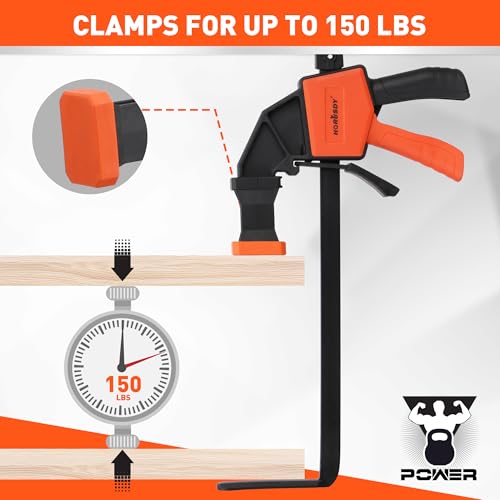 Image of HORUSDY 2 Pieces Strong Hold Track Saw Clamps 6-Inch, Quick Release Track Saw Guide Rail Clamp for Woodworking, Circular Saw Guide Rail System, Durable with 150 LBS Load Limit & Easy Operation