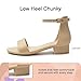 Athlefit Girls Sandals Open Toe Ankle Strap Low Heels Girl Dress Shoes For Toddler Little Big Kid Nude/Suede Size 1