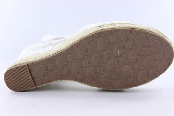 Bruidssandalen met sleehak, espadrilles met wit platform en enkelveters. - Image 5