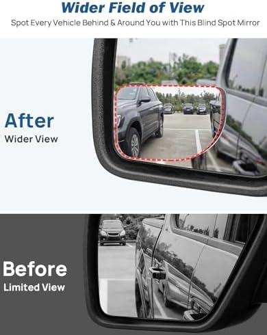JOYTUTUS XLarge Blind Spot Mirror 2 Pack 3.7‘’×2.5‘’ HD Frameless Convex Glass for Wide Angle View and Safer Lane Changing Compatible with SUVs Trucks RVs Easy Stick On & Long Lasting Durability - 1