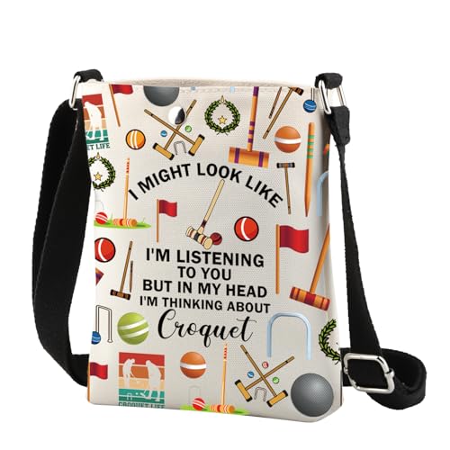 CMNIM Croquet Gifts Croquet Crossbody Bags Funny Croquet Gift for Croquet Lover I'm Thinking About Croquet Small Shoulder Bag