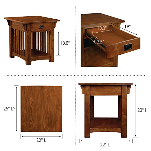 Leick Furniture Mission Drawer End Table, Solid Ash And Oak Veneers #TOP2