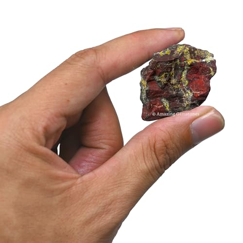 Image of Amazing Gemstone Dragon Bloodstone Raw Crystals and Healing Stones, Natural Rocks for Tumbling - DIY Raw Stones and Crystals, 2 Pieces