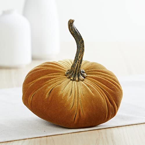image for Your Heart's Content Small Velvet Pumpkins Set of 4, Handmade Home Dec