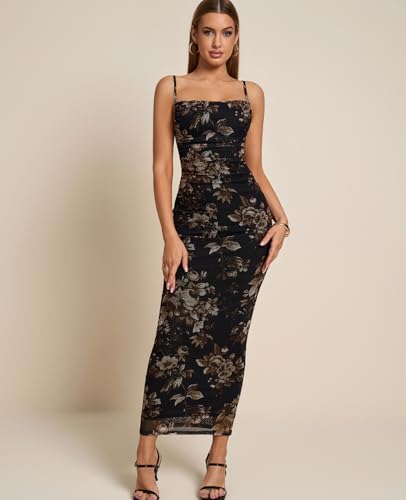 Women Floral Corset Maxi Long Dress Ruched Bodycon Long Formal Wedding Guest Dresses3