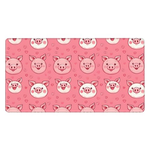 Grand tapis de souris de jeu en caoutchouc imprimé cochon dessin animé pour bureau