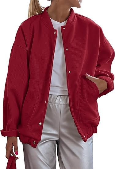 paklon Solid Varsity Full Sleeves Women Bomber Jacket Casual Button up With Kangaroo Pocket Bomber Jacket For Women's-picture-24