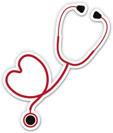 Stethoscope Heart - 5 Vinyl Sticker - for Car Laptop I-Pad - Waterproof Decal
