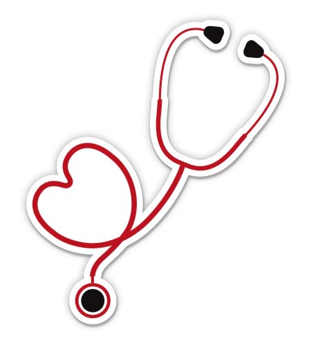 Stethoscope Heart - 3" Vinyl Sticker - for Car Laptop I-Pad Phone Helmet Hard Hat - Waterproof Decal