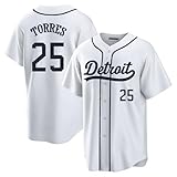 Custom Mens/Women/Youth Detroit White GLEYBER Torres Baseball Stitched T-Shirt for Sports Fan