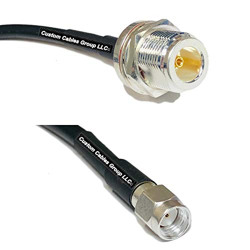 1 Foot RG58 Silver Plated N Female Bulkhead to RP-SMA Male RF Coaxial Cable