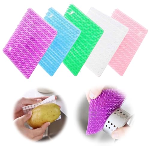 Cosmeria Cepillo de limpieza de verduras y frutas, flexible y versátil, limpieza eficiente para patatas, zanahorias, frutas, con práctico diseño de soporte para dedos