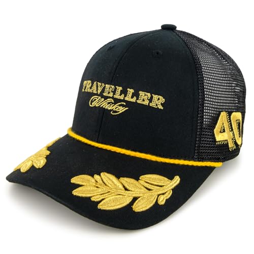 Checkered Flag Sports Justin Allgaier 2025 Traveller #40 JR Motorsports Gold Leaf Snapback Mesh Hat Black