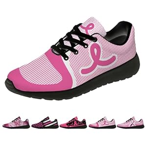 Breast Cancer Awareness Shoes for Women Men Running Shoes Walking Sneakers Pink Tennis Shoes Gifts for Women Men