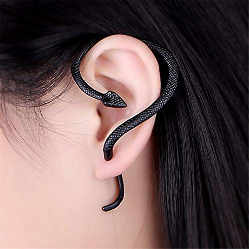 4-6 Pieces Vintage Snake Ear Cuff Earring Set Punk No Piercing Dragon Bat Crow Ear Climber Retro Stud Wrap On Ear Cartilage Clip Earring Jewelry For Women Men -4 Pcs Black #TOP1