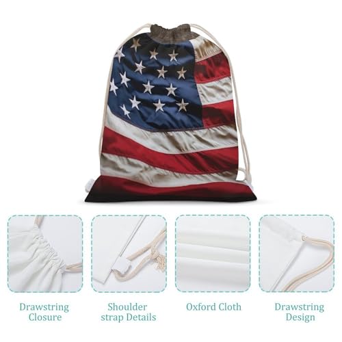 Drawstring Bag Backpack American Flag Sackpack Foldable String Bags Sports Gym Bag for Shopping Yoga4