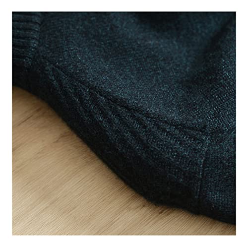 Men's 100% Cashmere Sweater Winter Half High Collar Button Pullover Middle-Aged Retro Jacquard Knitted Warm Jumper 5