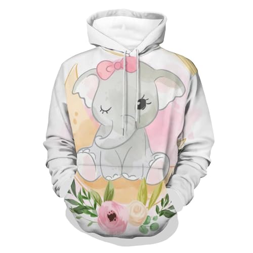 Sweat à capuche éléphant de lune pull manches longues pour cocooning