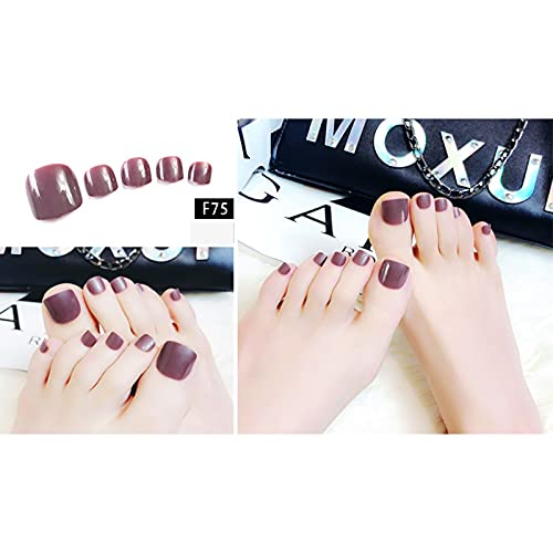 Qagazine 24 stks Korte Paragraaf Effen Kleur Patch Wearable Valse ToeNails - Image 3