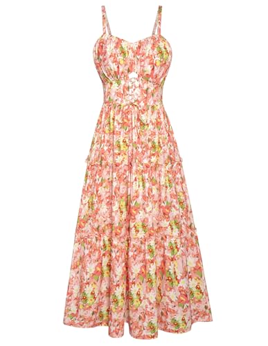 Image of GRACE KARIN 2026 Women's Spaghetti Vacation Sundress Summer Beach Flowy Boho Floral Maxi Dresses with Pockets