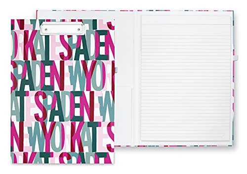 Kate Spade New York Clipboard Folio with Low Profile Clip, Professional Padfolio Includes Lined Notepad, Pen Loop, and Pocket, Layered Logo
