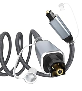 Yaekea 10FT-Toslink Optical Audio Cable Compatible with Soundbar, Stereo Systems, Home Cinema, Xbox One/PS4, TV, Amplifier, Speaker optical cable Grey Braid fiber optic cable