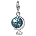 SilberDream Charm globe blue enameled 925 Sterling Silver Pendant Lobster Clasp FC833B